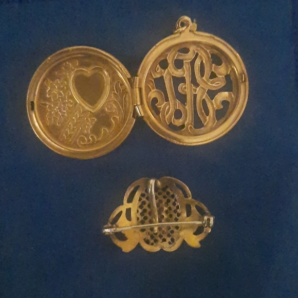 Vintage gold filled locket and brooch - Picture 2 of 4